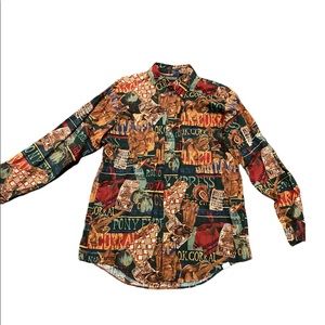 Vintage flying Scotsman Rodeo western long sleeve button down size large